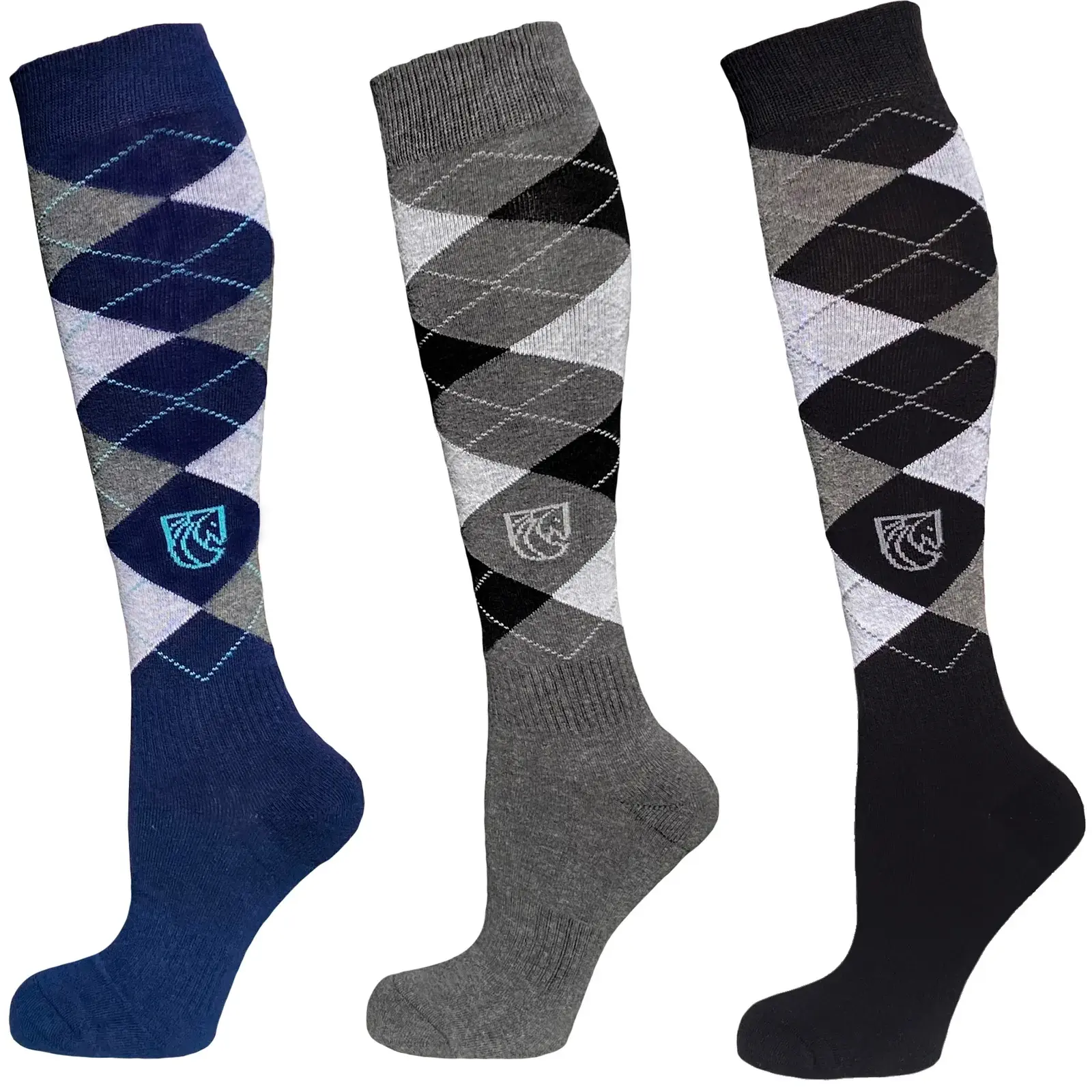 Pramoda Damalı Binici Çorabı 3'lü Paket(Lacivert-Antrasit-Siyah)