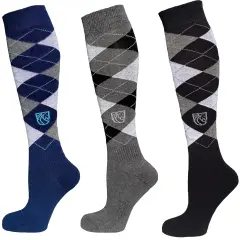 Pramoda Damalı Binici Çorabı 3'lü Paket(Lacivert-Antrasit-Siyah)