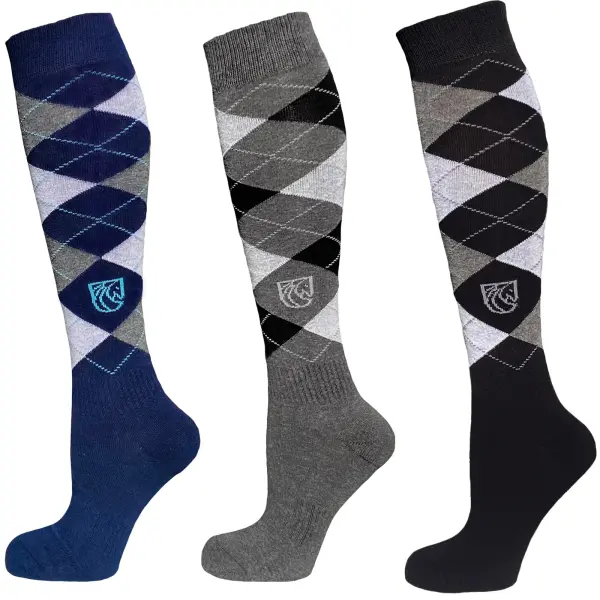 Pramoda Damalı Binici Çorabı 3'lü Paket(Lacivert-Antrasit-Siyah)