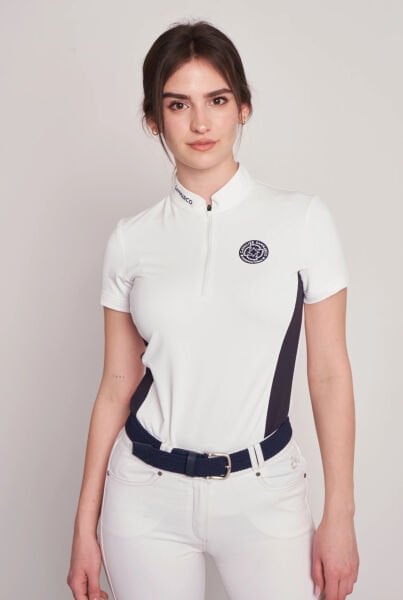 ENZA WHITE/NAVY KADIN KISA KOL YARIŞMA POLO