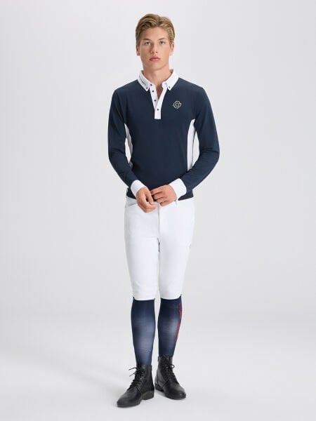 PAOLO NAVY/WHITE ERKEK UZUN KOL YARIŞMA POLO