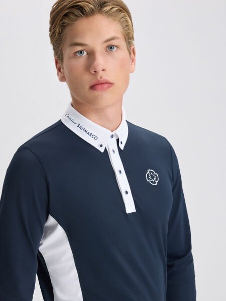 PAOLO NAVY/WHITE ERKEK UZUN KOL YARIŞMA POLO