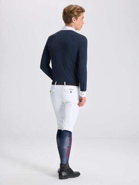 PAOLO NAVY/WHITE ERKEK UZUN KOL YARIŞMA POLO