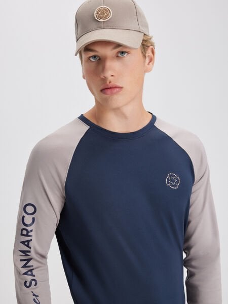 OSLO NAVY/BEIGE ERKEK UZUN KOL T-SHIRT
